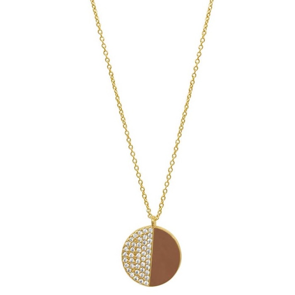 14K Gold Plated Pavé Half Disc
Pendant Necklace